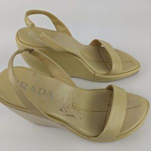 Women's Vintage Prada Platform Wedge Sandal Shoes